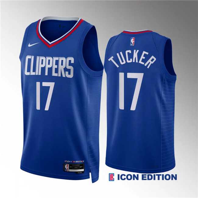 Mens Los Angeles Clippers #17 P.j. Tucker Blue Icon Edition Stitched Jersey Dzhi